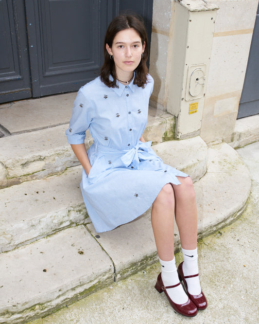 Gema - Embroidered Short Shirt Dress -