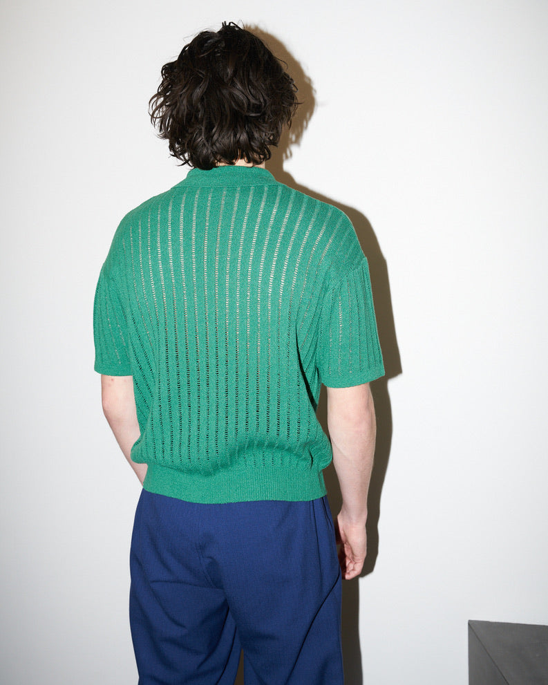 Wesley - Crepe Knit Polo Shirt - Green