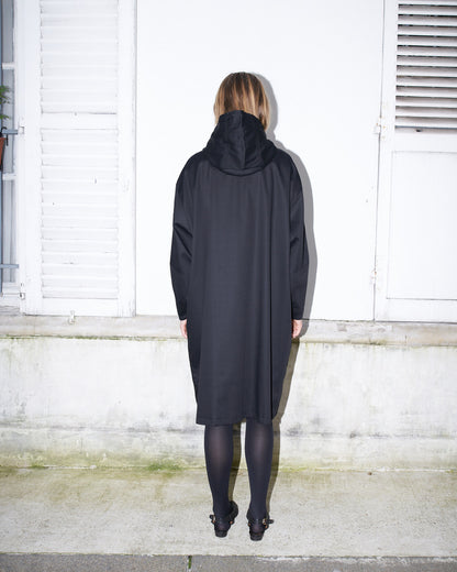 Josh - Oversized Tailored High Collar Hooded Trench Coat - W