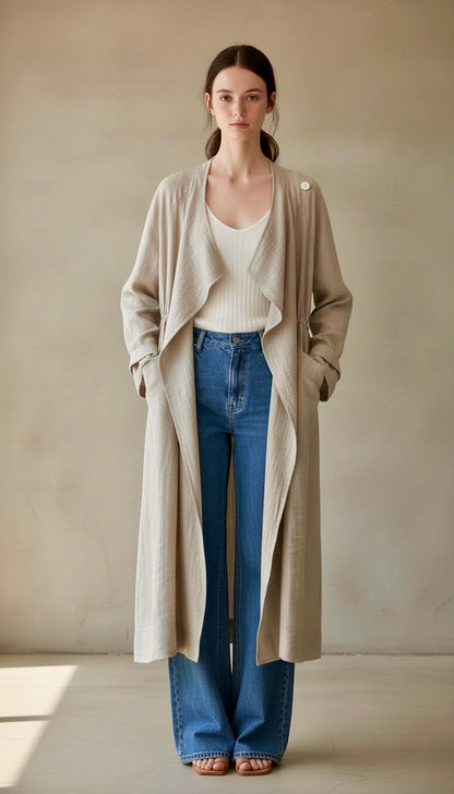 Imelda - Linen Draped Trench Coat