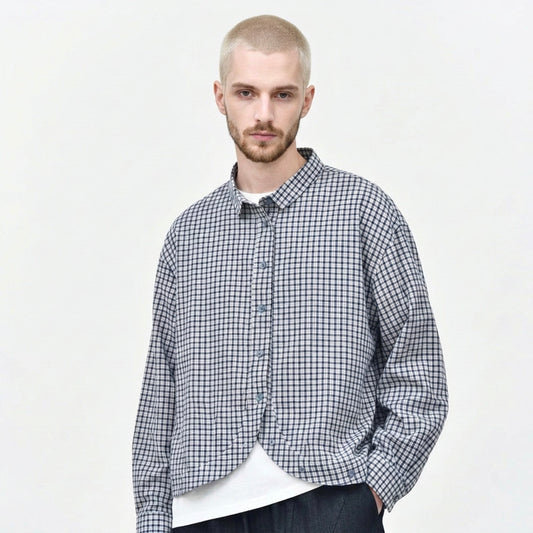 Leighton - Curved Hem Gingham Shirt - Man