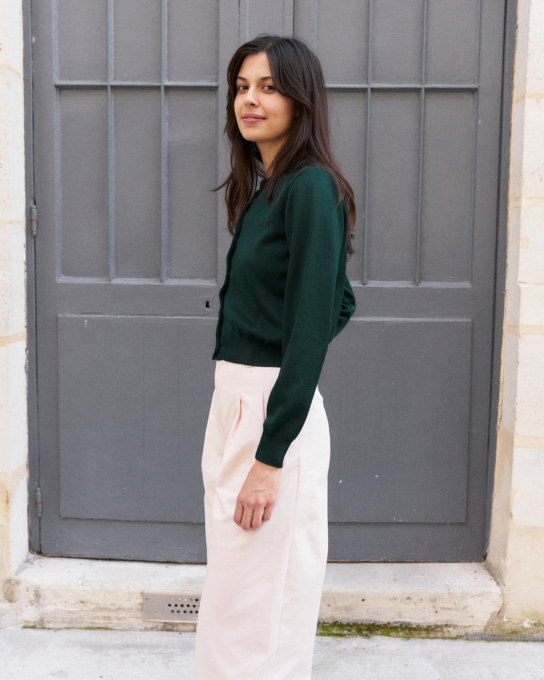 Daenerys-Wide Leg Twill Pants-Pastel Pink