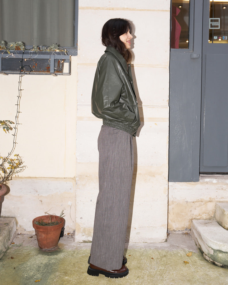 Daenerys-Wide Leg Light Wool Pants - Taupe
