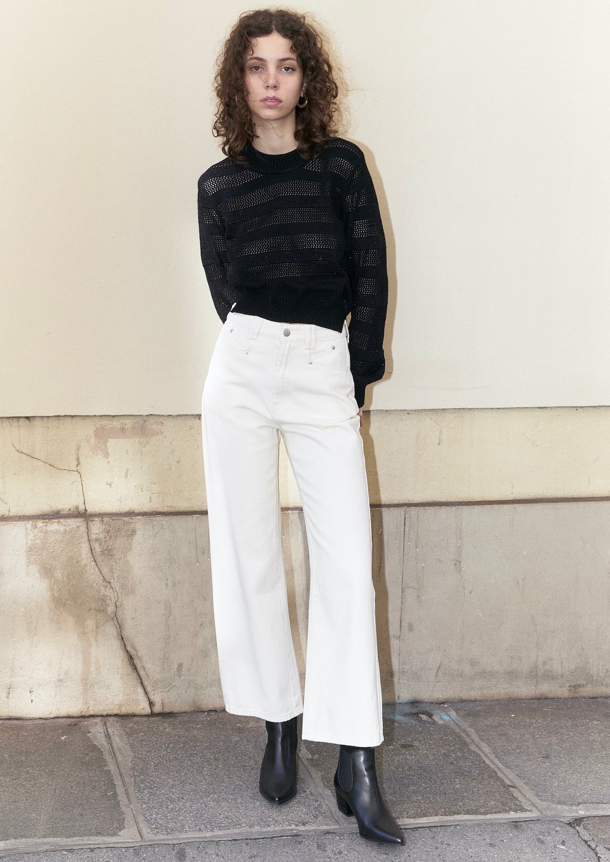 Bembe-Wide Leg Jeans-Ivory