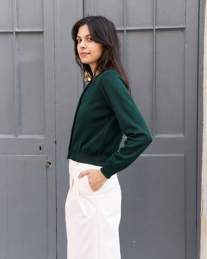 Armeca-Silk blend Cropped Cardigan-Green