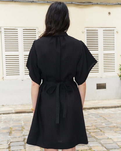 Dessa Modern Kimono style short Dress-Black