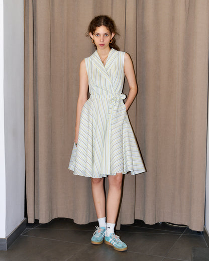 Reyna-Circle Wrap Dress-Textured Srtipe