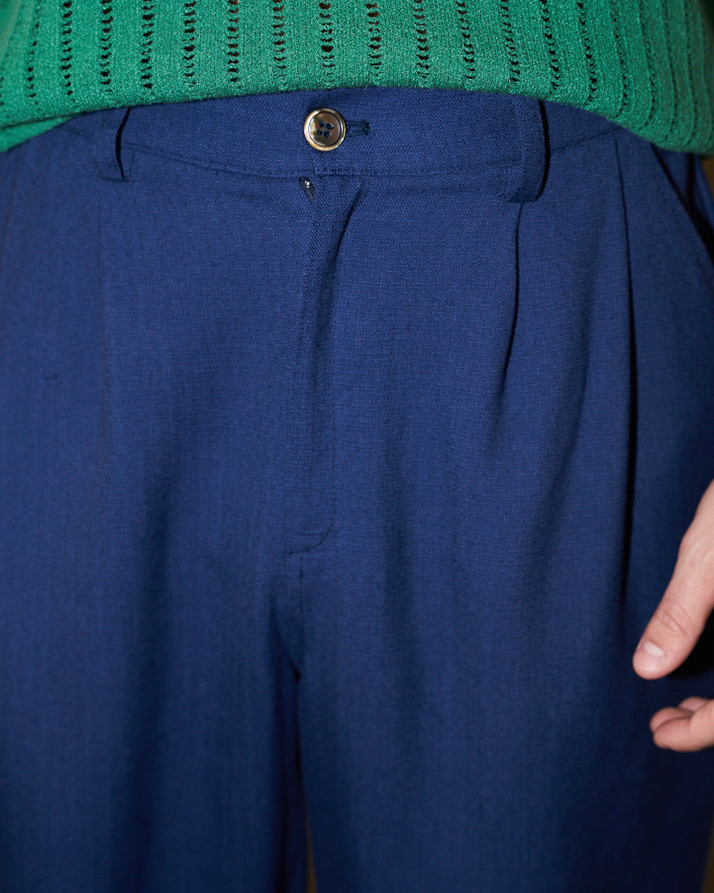 Brad - Relaxed Wide Leg Pants - Work Blue