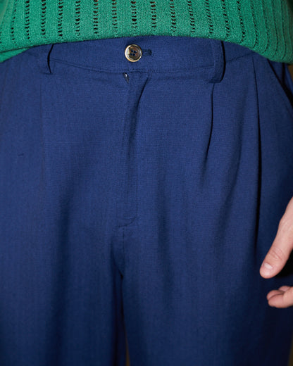 Brad - Relaxed Wide Leg Pants - Work Blue