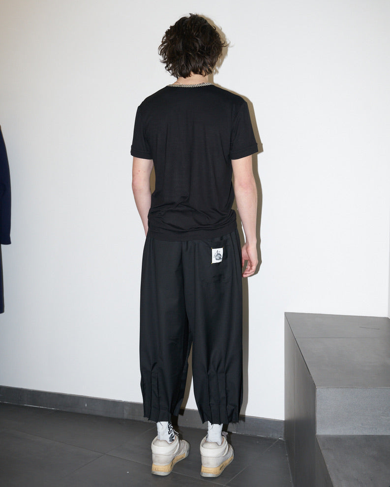 NCB - Deconstructed Knife Pleat Raw Hem Pants