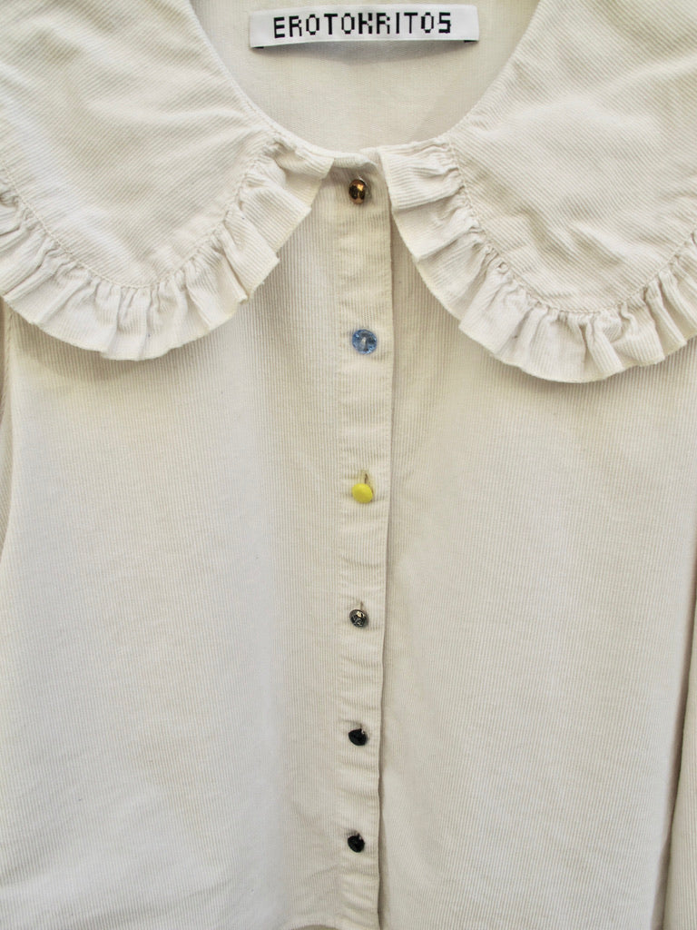 Erla-Retro Collar Soft Corduroy Shirt