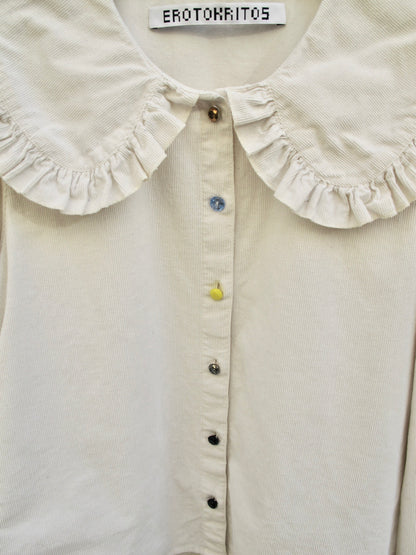 Erla-Retro Collar Soft Corduroy Shirt