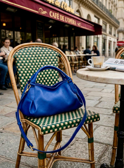 Talia - Italian Leather Convertible Handbag - cobalt blue
