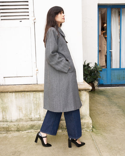 Zion - Herringbone Loose Wool Coat