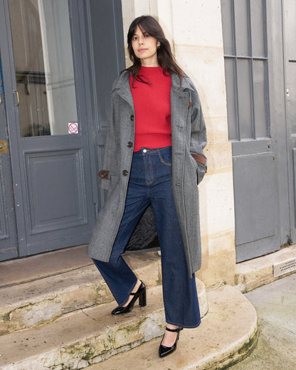 Zion - Herringbone Loose Wool Coat