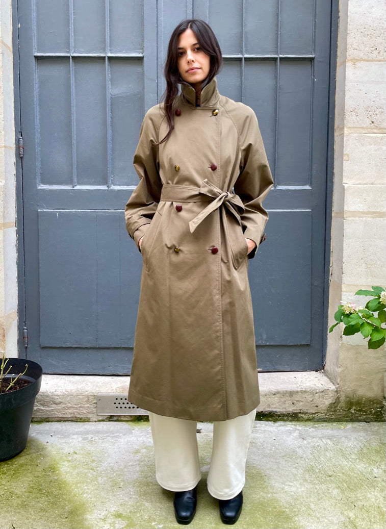 Melina - Waterproof Kaki Long Trench Coat