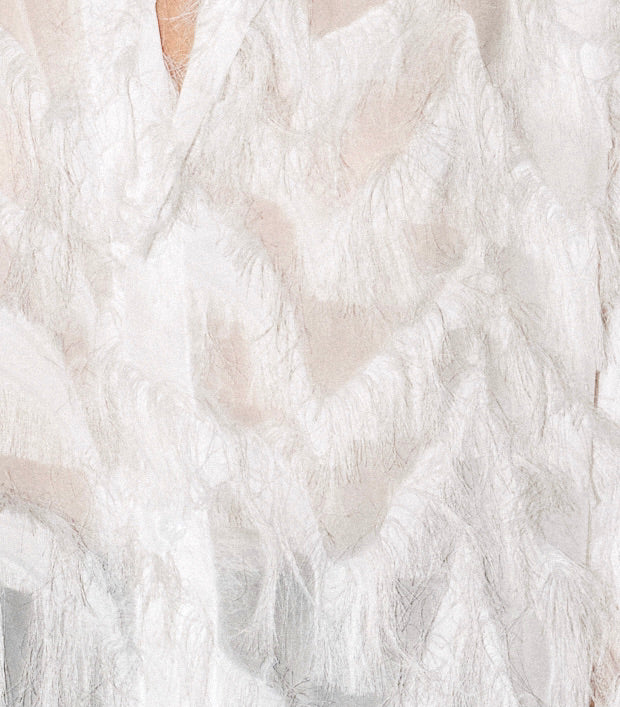 Wanda - Oversized Fringed Organza Shirt - White - W