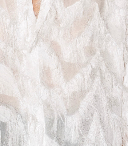 Wanda - Oversized Fringed Organza Shirt - White - W