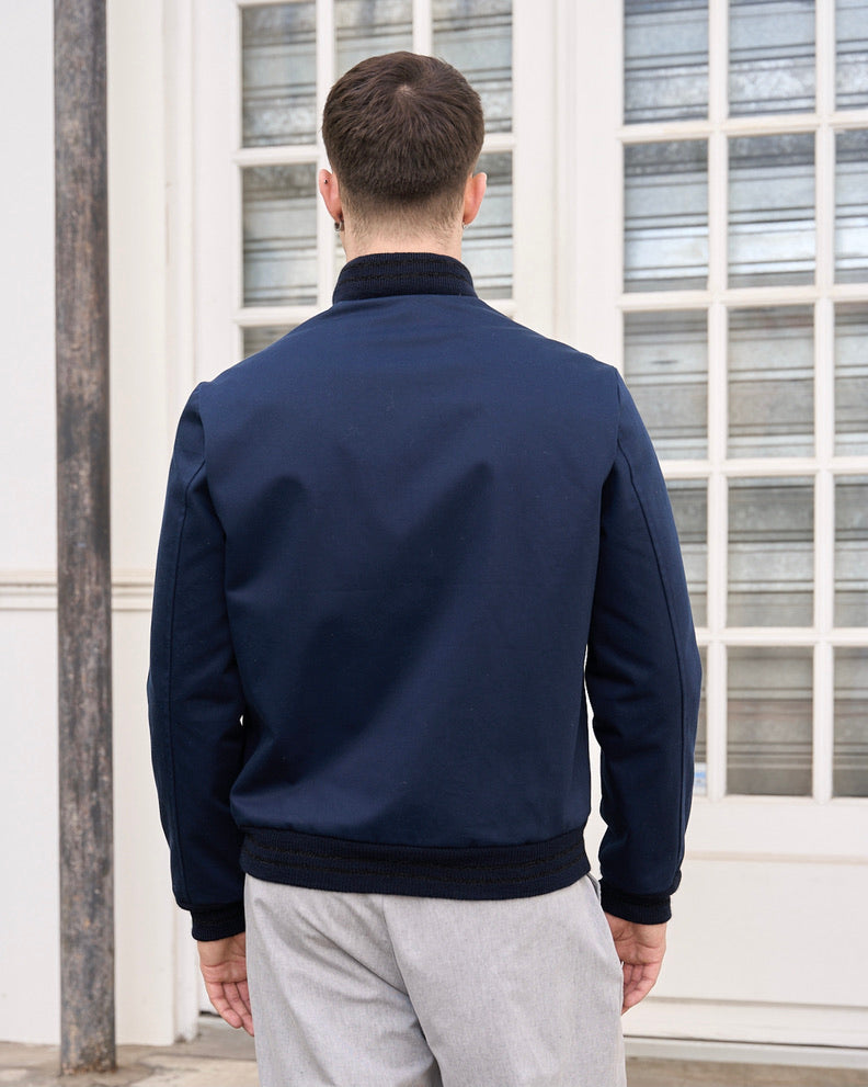 Liam - Tight-Woven Gabardine Bomber Jacket - Navy
