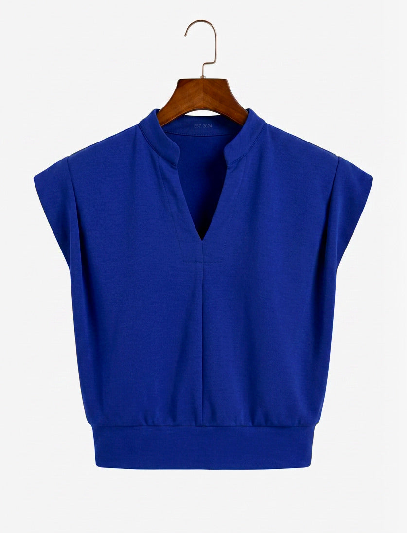Trish - Structured Shoulder Pad Top - Cobalt