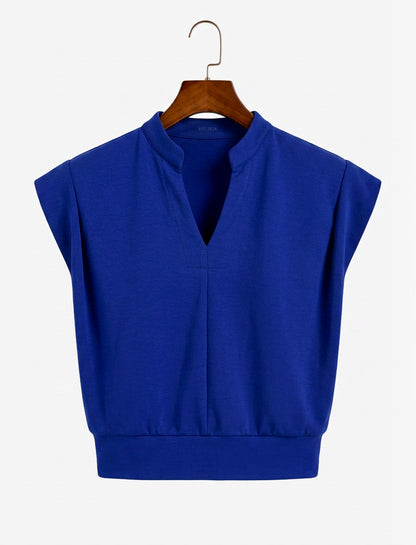 Trish - Structured Shoulder Pad Top - Cobalt