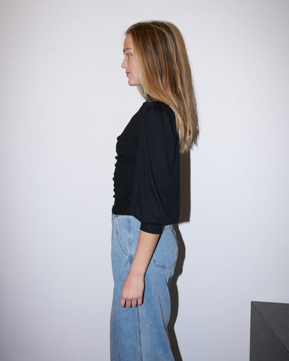Avery - Ruched Jersey Top - Black
