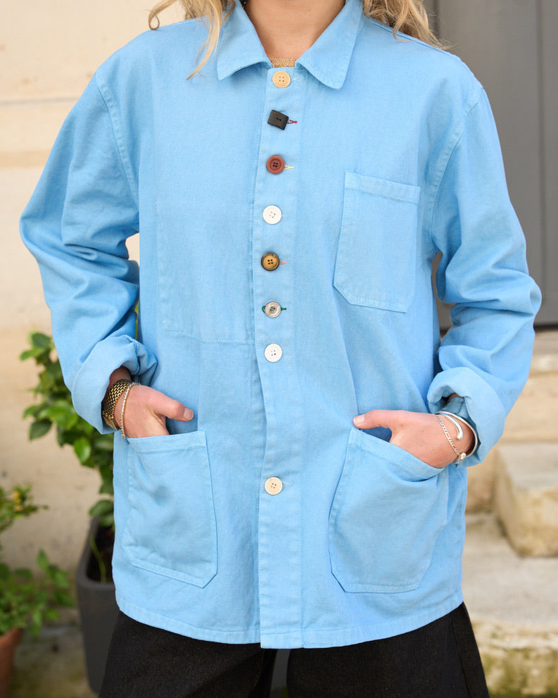 Angel -  Washed Cotton Painter's Jacket with Vintage buttons