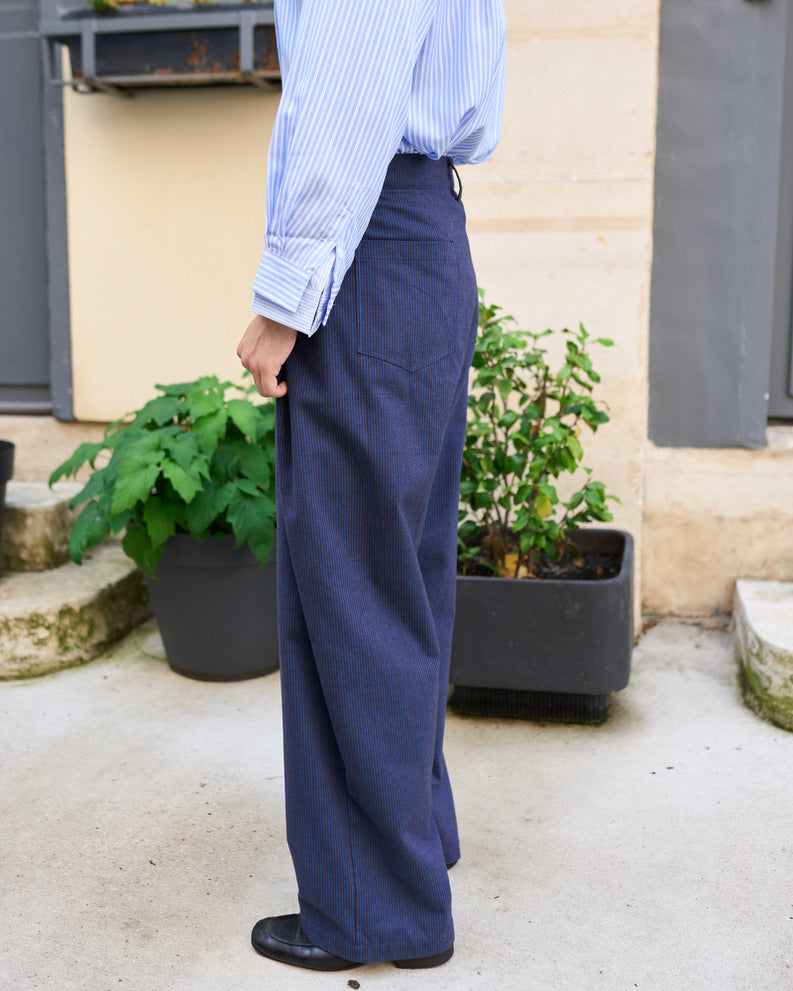 Zuri - Three Dimensional Pleated Pants - Stripe