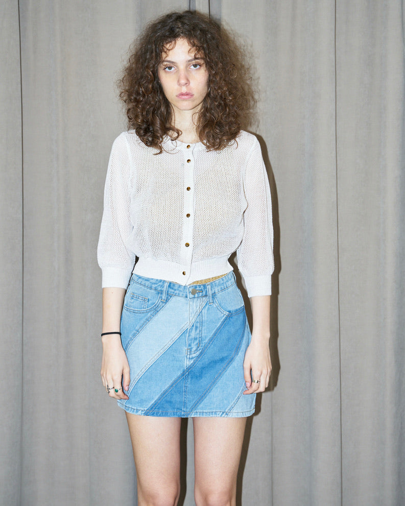 Rita-Patch Work Panel-Denim Mini Skirt