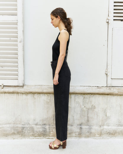 Beebee-Diamond Cut Wide Leg Jeans/Black