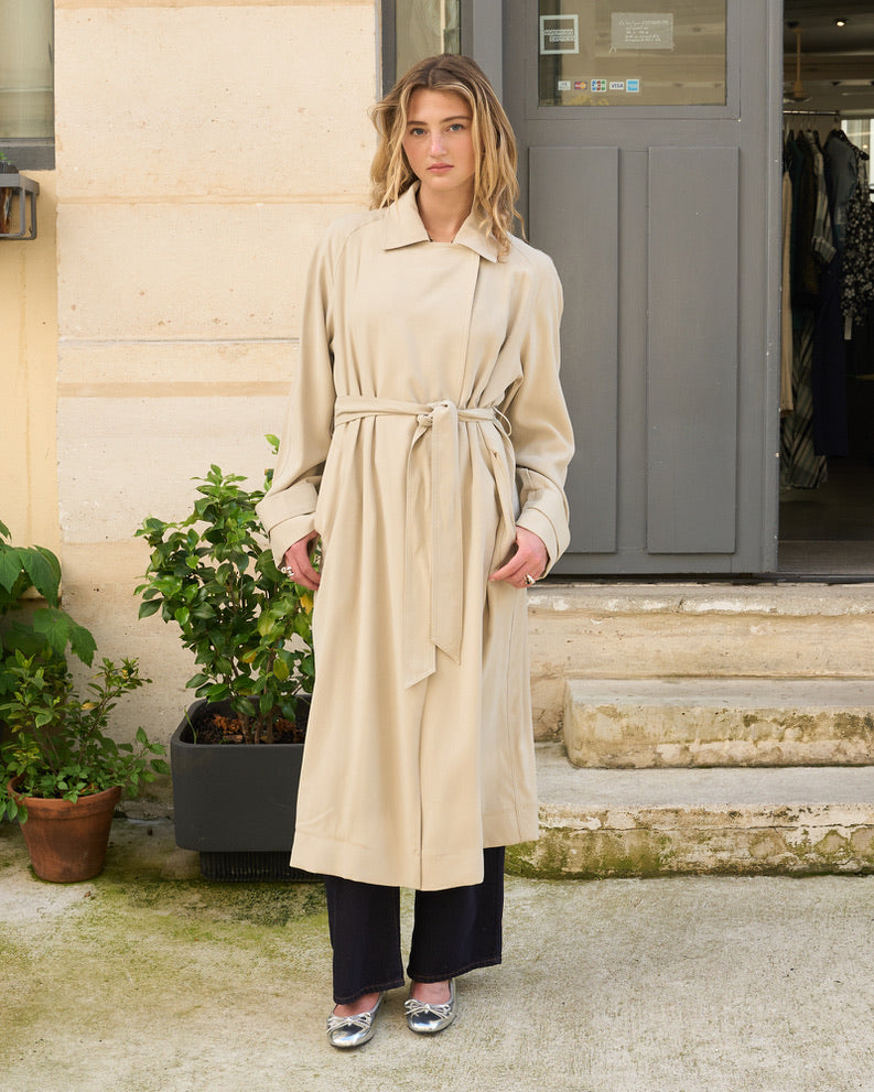 Duncan - Light Beige Fluid Trench Coat