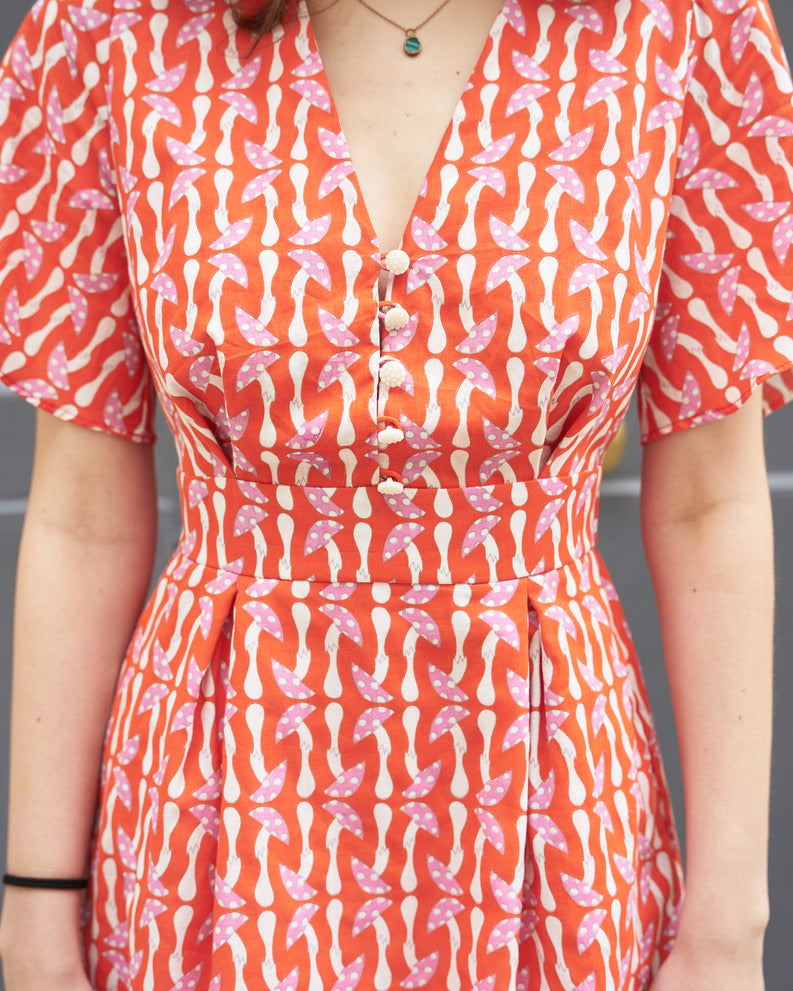 Rose-Cotton Print Dress