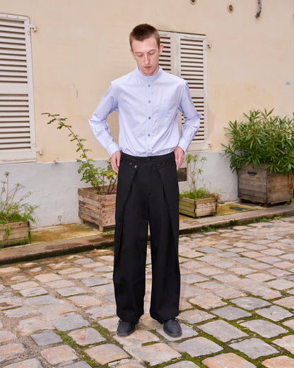 Zuri - Three Dimensional Pleated Pants - Black