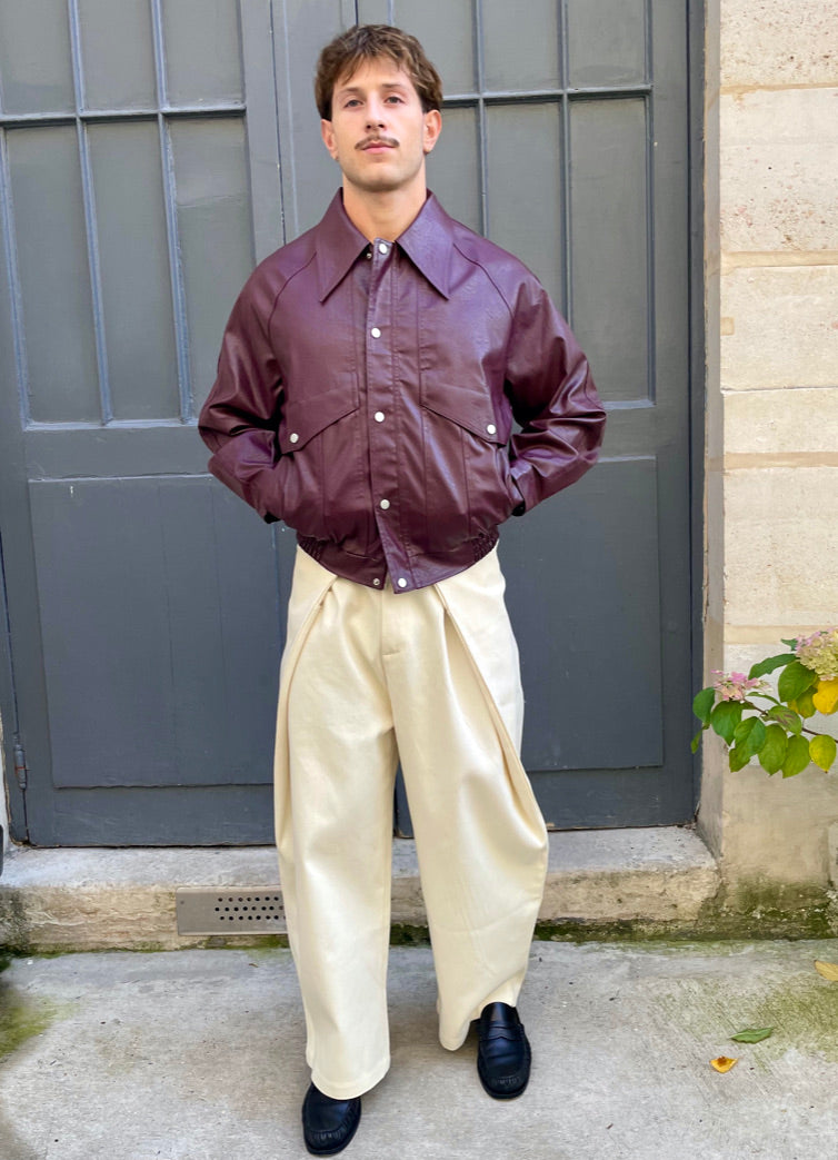 Zuri - Three Dimensional Pleated Pants - Ecru