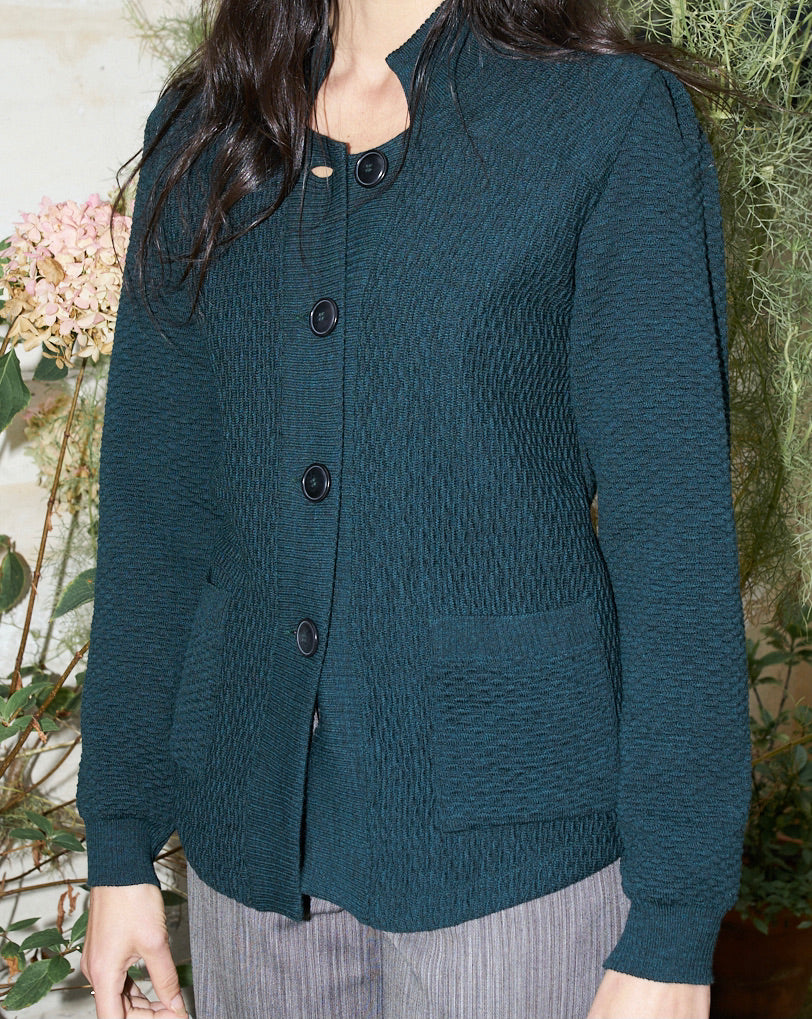 Fawna - Tailored Kniited Blazer - Dark Green