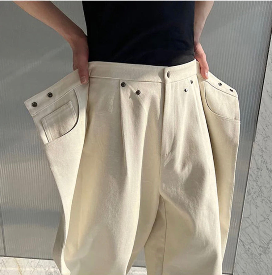 Zuri - Three Dimensional Pleated Pants - Ecru