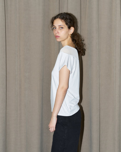 Orsa - Jersey Top with mesh inserts - White