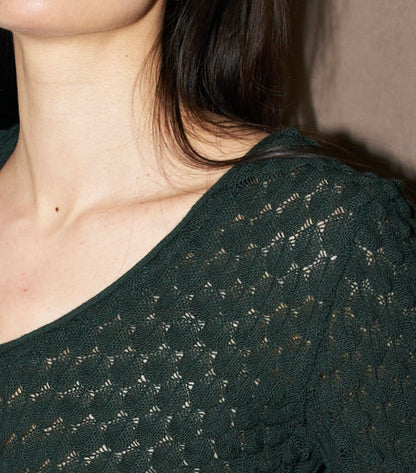 Skippy - Texture Lace Knit light Sweater - Green