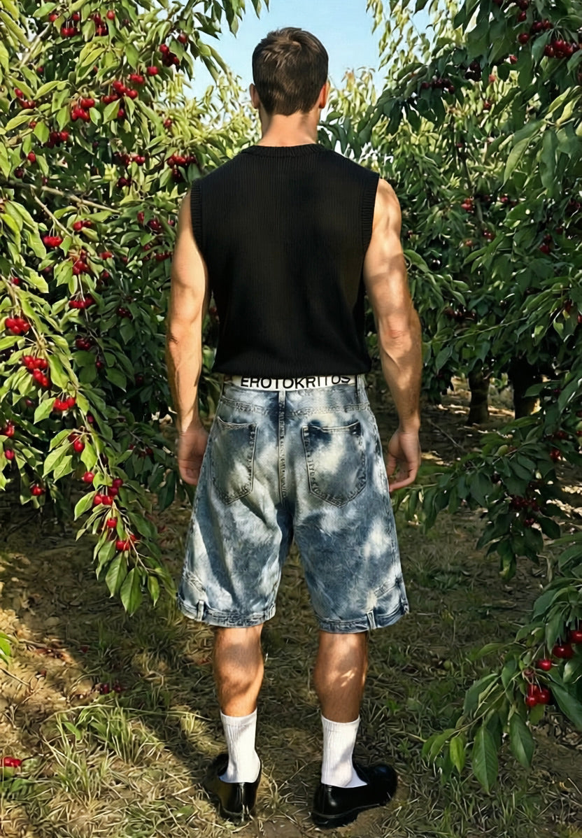 'Cherry' - Sleeveless 3D Cherry Pin Knit Vest - Man