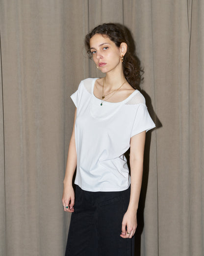 Orsa - Jersey Top with mesh inserts - White