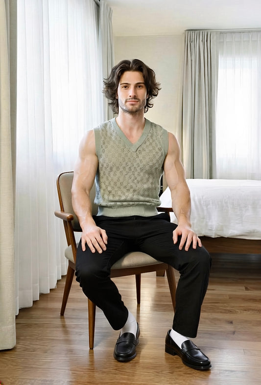 Paddy - Lightweight cotton-silk knit vest - Almond green