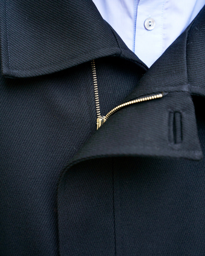 Sylvio - High Neck Wool Jacket - Black - Man