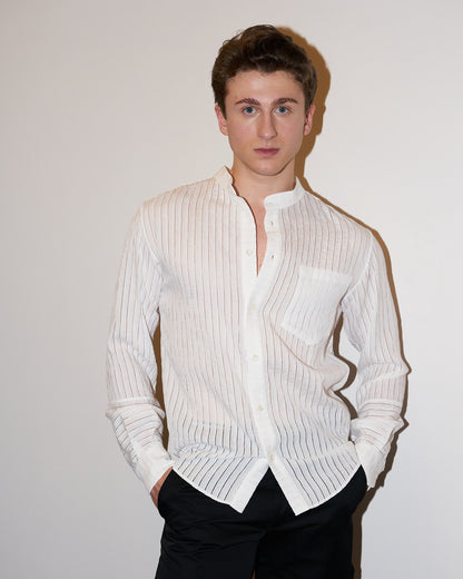 Remi-Cotton Stripe Shirt - White on White