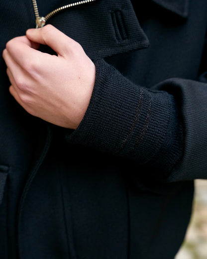 Sylvio - High Neck Wool Jacket - Black - Man