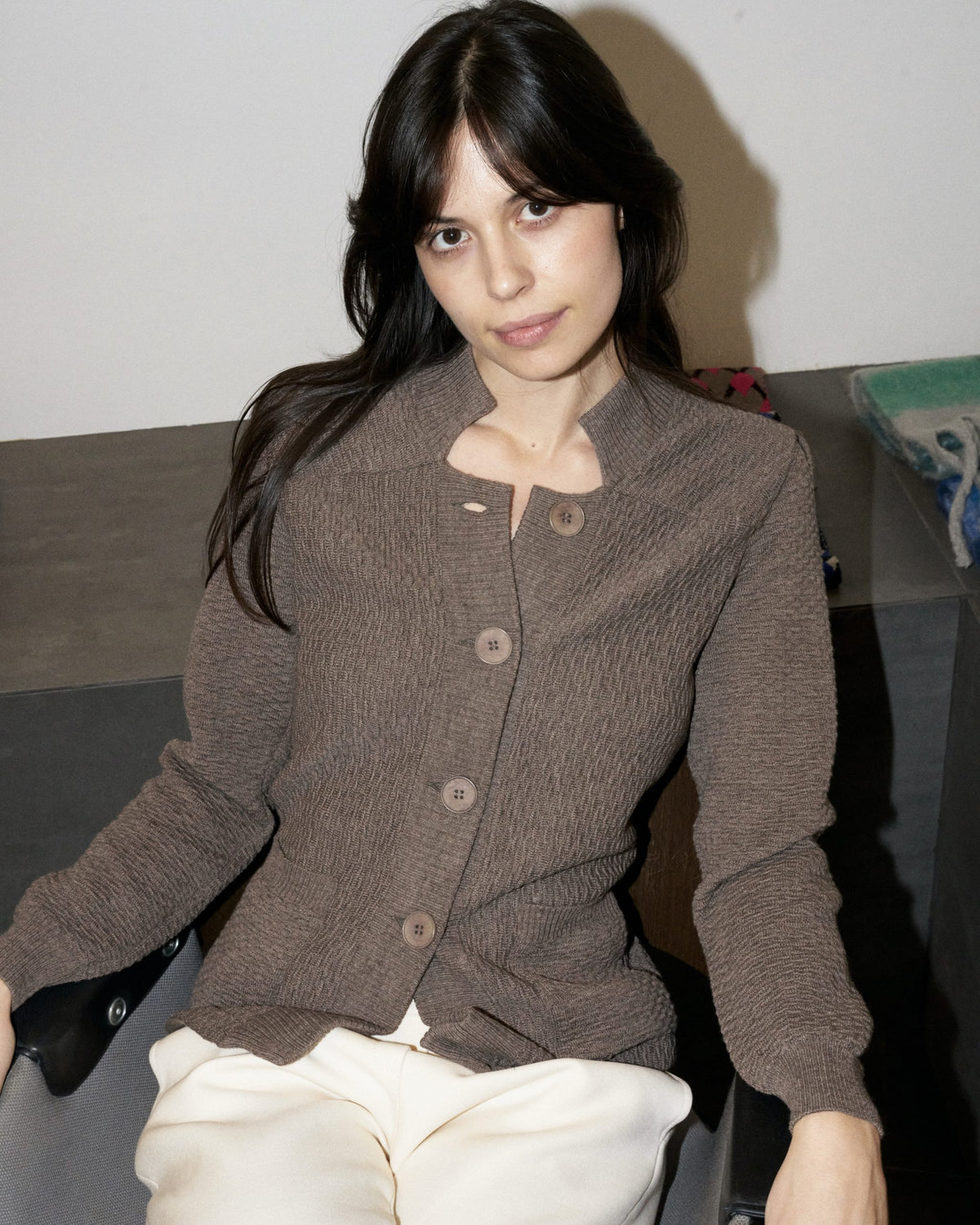 Fawna - Tailored Knitted Blazer - Taupe