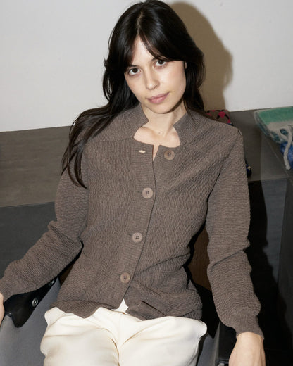 Fawna - Tailored Knitted Blazer - Taupe
