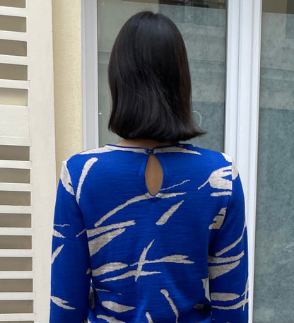 Dotty – Long Sleeve Paintbrush Sweater - Royal blue