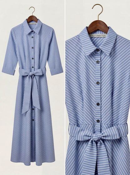 Vita - Bias-cut stripe shirt dress - Blue