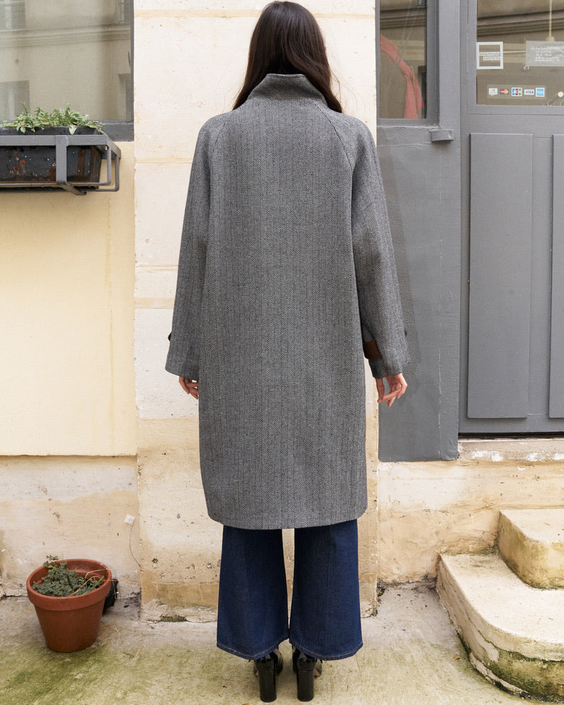 Zion - Herringbone Loose Wool Coat