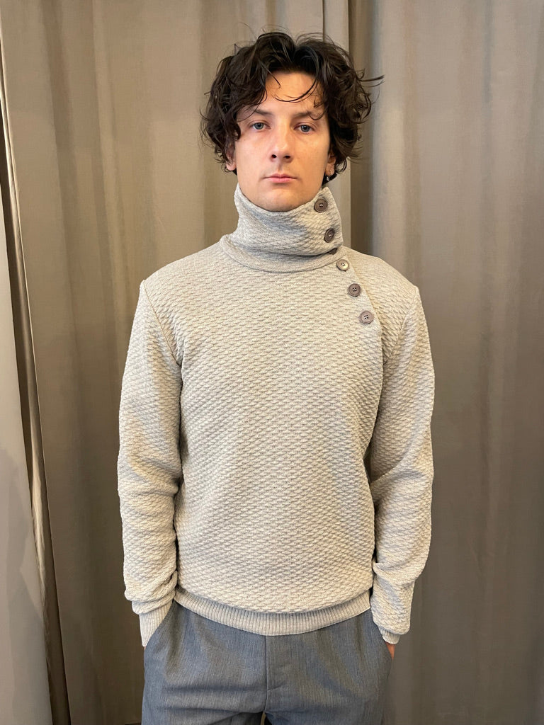 Noa - Textured Turtle Neck Sweater - Cream
